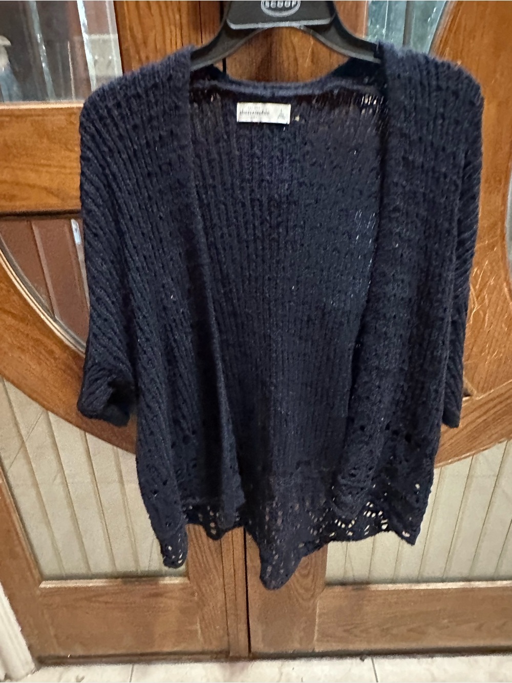 Abercrombie & Fitch Navy Knit Open-Front Cardigan